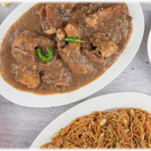 Lechon Paksiw na Manok with Pancit & Rice Platter + Coke (Serves 4)