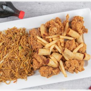 Shanghai Rolls with Fried Chicken & Pancit Platter + Coke (Serves 4)