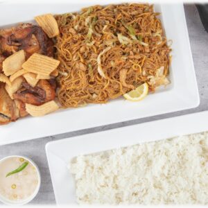 HK-style Fried Chicken with Pancit & Rice Platter + Coke (Serves 4)
