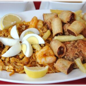 Fried Chicken with Shanghai rolls & Palabok Platter (Serves 4)